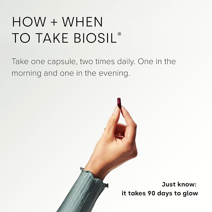Biosil Advanced Hair + Nail Care - 30 Capsules - Grow, Strengthen & Thicken Hair and Nails - with Patented ch-OSA & Biotin - 15-Day Supply