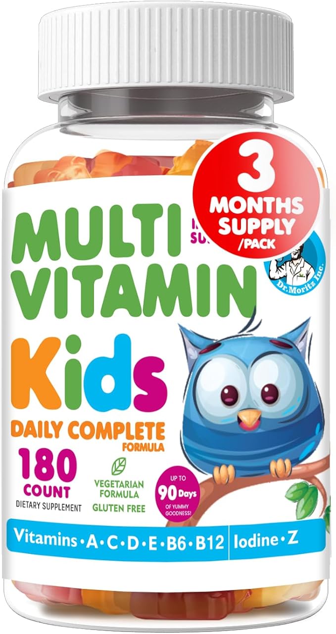 DR. MORITZ Kids Multivitamin Gummies - Kids Vitamins Multivitamin with 12 Essential Nutrients - Vegetarian Multivitamin Kids Gummies with VIT A, B, C, Zinc & More - Toddler Vitamins, 180 Count