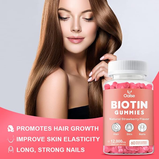 Biotin 12,000mcg Gummies, Hair Skin and Nails Vitamins for Women - Biotin Vitamins with Chlorophyll, Black Seed Oil, Multivitamins & Zinc Support Hair Glowth Immune Health (2-Pack)