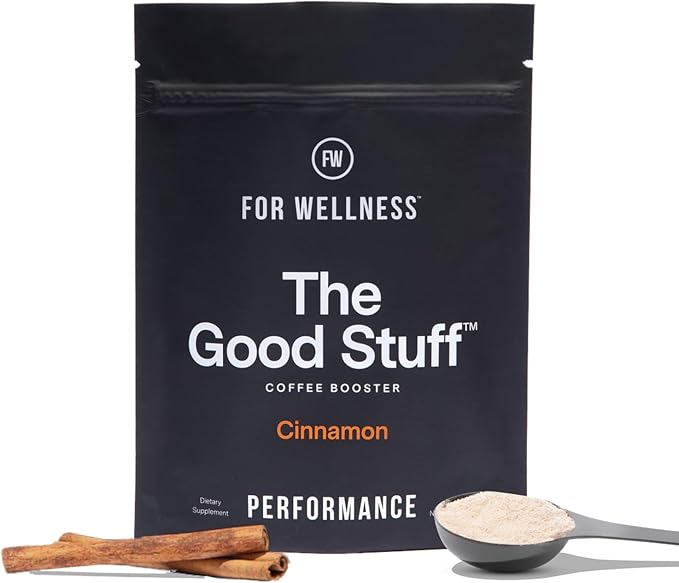 For Wellness The Good Stuff Performance Coffee Supplement- Non-Dairy Coffee Creamer Powder w/Collagen, MCT, L-Theanine & Cinnamon - Healthy Coffee Add-in for Energy & Focus