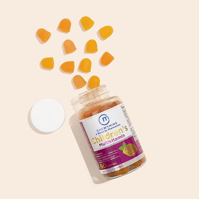 Halal Children's Multivitamin Gummies - Strawberry, Orange, and Lemon Flavor - Non-GMO, Organic, and Vegetarian - Supports Kids' Growth and Development - 60 Gummies