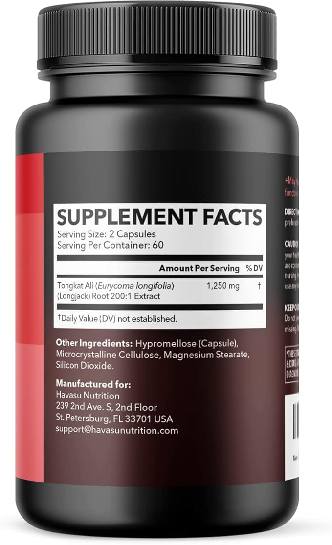 Longjack Tongkat Ali for Men - Tongkat Ali Extract 200:1, 1,250mg Per Serving - Eurycoma Longifolia Extract Supports Male Health, Performance and Energy - 2 Month Supply Long Jack Tongkat Ali Capsules
