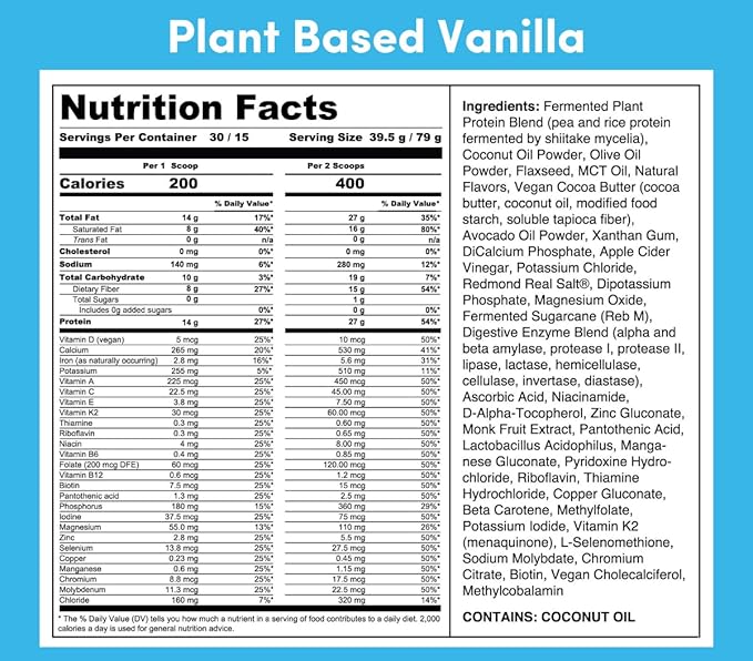 HLTH Code Complete Meal Replacement Shake - Healthiest Meal Replacement = Healthiest You | Keto Friendly | High Protein | Low Carb | Collagen | Gluten Free | Plant Based Vanilla (15 servings)