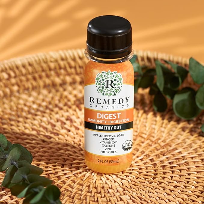Remedy Organics Immunity Plus Shot, Digest 12-Pack | Boost Energy, Brain Function, Detoxification, and Metabolism | Certified-Organic Ingredients