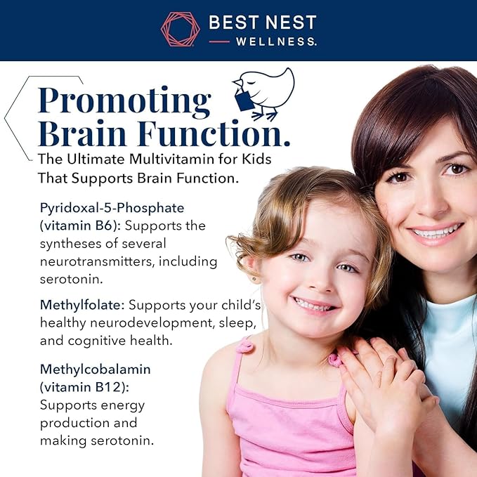 Best Nest Wellness Kids Liquid Multivitamin: Methylated Vitamins, Whole Food, Vegan, B12, Gluten-Free, Non-GMO Methylfolate Daily Liquid Vitamins for Kids with Immune Support -Strawberry Flavor, 16oz