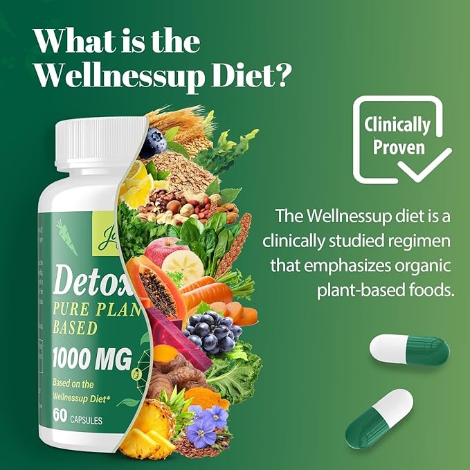 2000 MG Plant-Based Detox Cleanse – Natural Toxin Flush for Liver, Gut & Colon – Antioxidant & Digestive Support – Fast-Acting Detox Complex for Women & Men – 60 Capsules