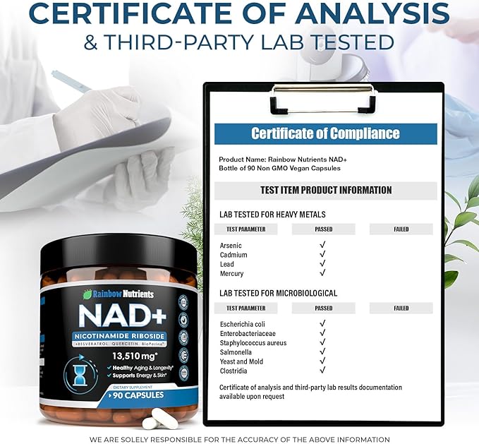 13,510mg NAD+ Supplement- Nicotinamide Riboside, Resveratrol, Quercetin & BioPerine® (High Absorption)- Liposomal NAD Booster for Anti-Aging, Cellular Energy, Skin- For Women & Men- 90 V Capsules