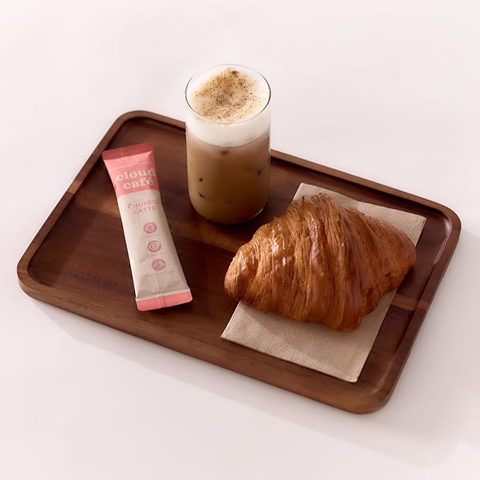 Collagen Infused Churro Latte Instant Coffee Packets - Vitamin B12, Marine Collagen, & Lions Mane Single Serve Instant Coffee (10 Sachets)