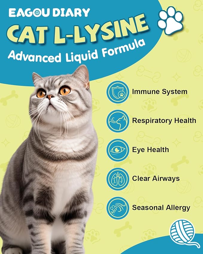Lysine for Cats - L-Lysine Supplement for Cats & Kittens, Cat Immune Support, Allergy Relief, Sneezing, Cat L-Lysine Drops with Colostrum, Taurine, Vitamins & Minerals, Astragalus - 2Fl Oz