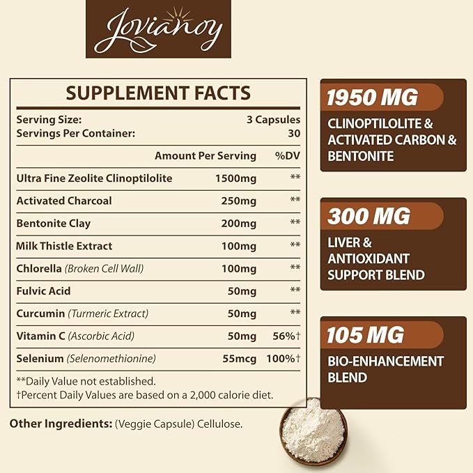 2300 MG Zeolite Detox Capsules, Organic Activated Charcoal, Bentonite Clay, 1-2 µm Clinoptilolite, Maximum Absorption, Gut Liver Detox Cleanse Full Body for Women Men, 360 Capsules