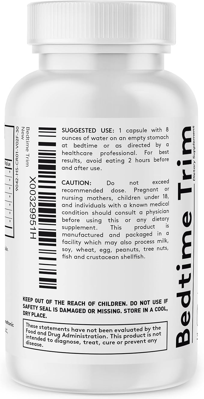 Youth & Tonic PM Bedtime Trim Amino Acids Supplement Pills for Men and Women | 30 Capsules to Support Metabolism and Defined Lean Muscles During Night Time