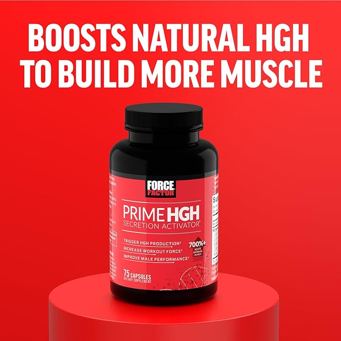 Force Factor Prime HGH Secretion Activator, HGH Supplement for Men with Clinically Studied AlphaSize to Help Trigger HGH Production, Increase Workout Force, and Improve Performance, 75 Capsules