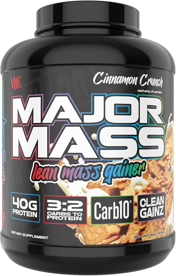 VMI Sports | Major Mass Lean Mass Gainer | Mass Gainer Protein Powder for Muscle Gain | Weight Gainer Protein Powder for Men | Weight Gainer for Women (Cinnamon Crunch, 4 Pounds)