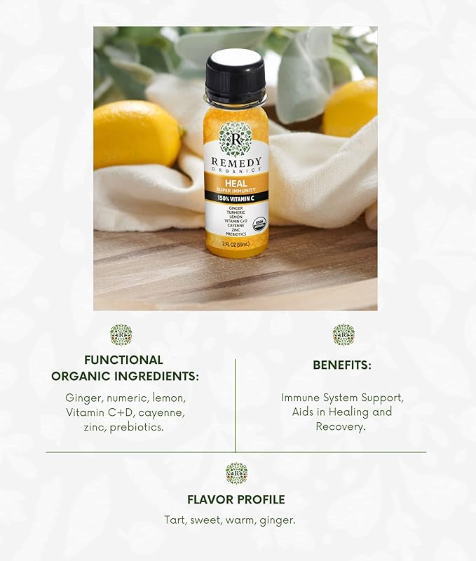 Remedy Organics Immunity Plus Shot, Variety 24-Pack | Boost Energy, Brain Function, Detoxification, and Metabolism | Certified-Organic Ingredients