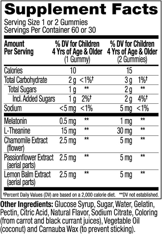 OLLY Kids Sleep Gummy, 0.5mg Melatonin, L Theanine, Chamomile, and Lemon Balm, Childrens Chewable Supplement, Occasional Sleep Support, Raspberry - 60 Count (Packaging may vary)