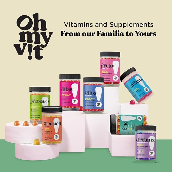 OH MY VIT! para Kids Gummy Multivitamin with Probiotics & Prebiotics, Tropical Fruit Flavor for Children Ages 4+, 60 Count
