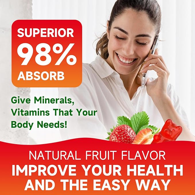 Calcium Citrate Gummies, Sugar Free Calcium Citrate 1000mg for Muscle Healthy, Absorption Calcium Supplements for Adults & Kids, Strawberry, 60 Count
