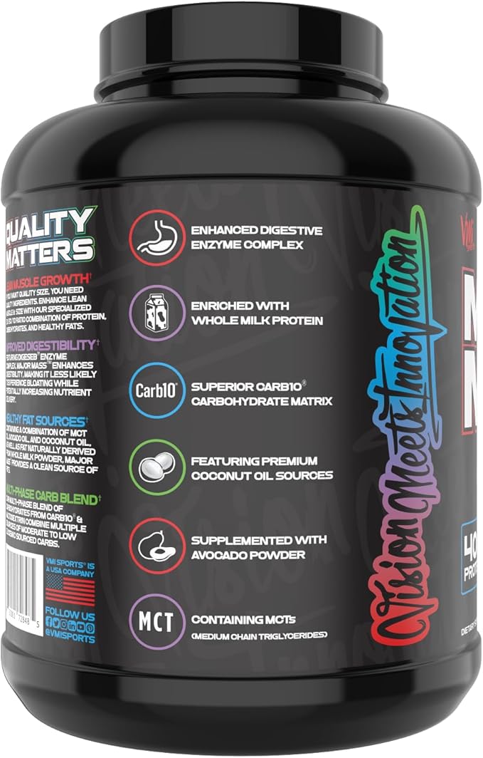 VMI Sports | Major Mass Lean Mass Gainer | Mass Gainer Protein Powder for Muscle Gain | Weight Gainer Protein Powder for Men | Weight Gainer for Women (Cinnamon Crunch, 4 Pounds)