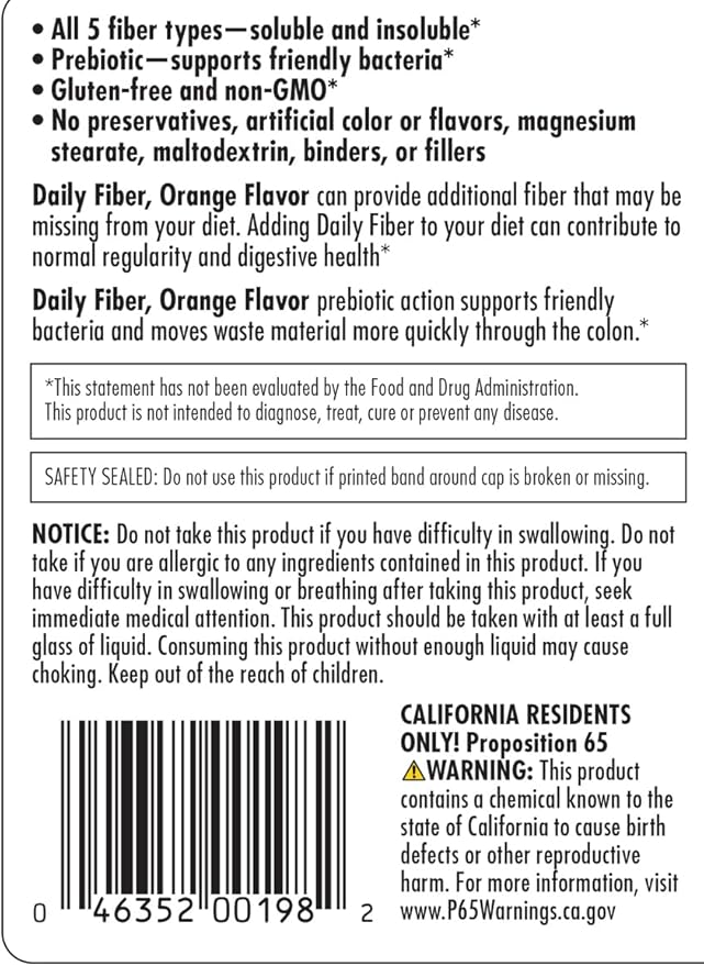 Yerba Prima Daily Fiber Formula 16 oz (Pack of 2) - Premium Dietary Fiber Supplement, Non-GMO, Gluten Free, Made in The USA, Orange Flavor