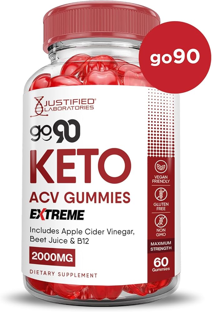(3 Pack) Go 90 Keto ACV Gummies Extreme 2000MG Go90 Keto Gummies Apple Cider Vinegar Formulated with Pomegranate Beet Juice Powder B12 Vegan Non GMO 180 Gummys