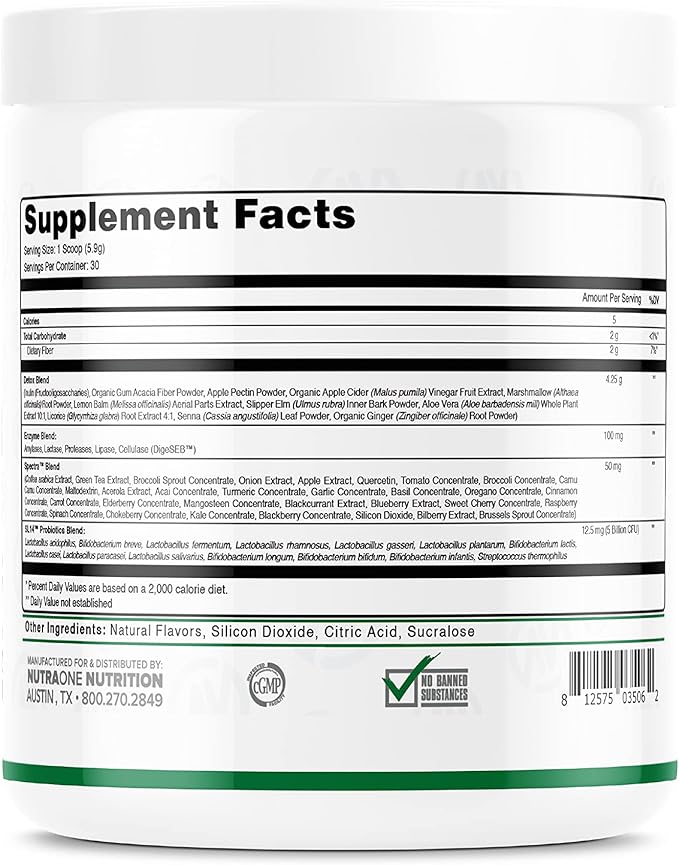 DetoxOne Daily Gut Health Powder for Weight Loss | Daily Detox Cleanse Supports Normal/Health Digestive Function*| Promotes Detoxification*, Boost Energy & Improves Nutrient Absorption*