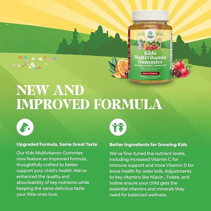 Plant Based Kids Multivitamin Gummies - Multivitamin for Kids Immunity Support Gummies with Vitamins A C D3 E B and Zinc Gelatin and Gluten Free Non-GMO Kids Vitamins Gummy Multivitamin Formula 120ct