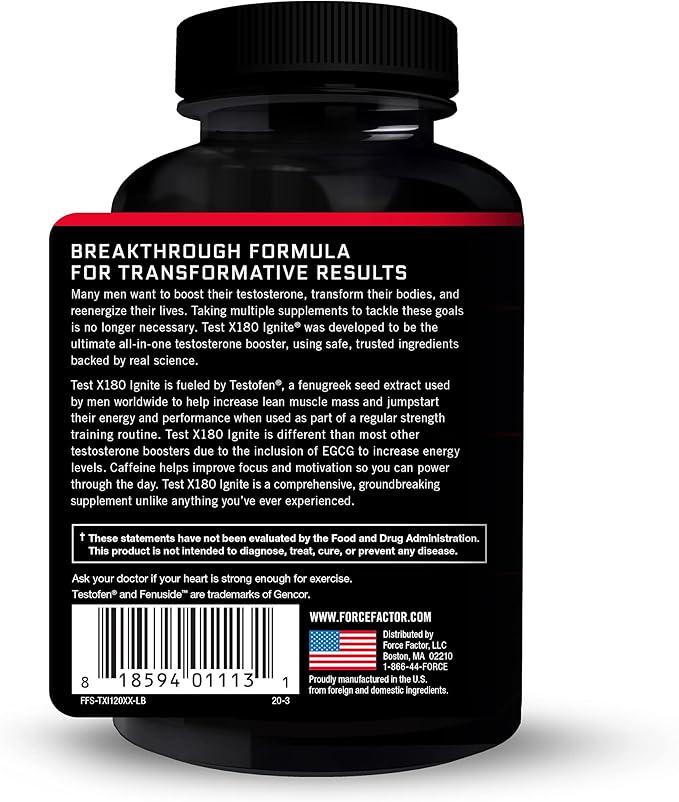 Force Factor Test X180 Ignite 120ct 2-Pack, 240 Count