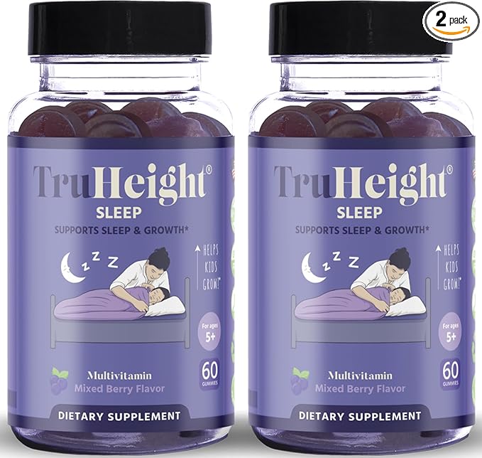TruHeight Sleep Gummies - Kids & Teen Natural Sleep Aid for Growth & Development - Endorsed by Pediatricians - Kids Melatonin Gummy - Melatonin, Ashwagandha, L Theanine, Lemon Balm, Ages 4+