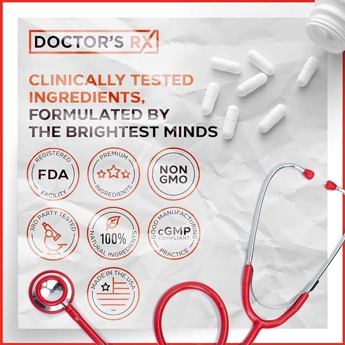 Doctor's RX Pills for Men Fast Acting ED Pills | #1 Rated Male EnIargement Support | Extreme Blood-Flow to Strengthen & Grow Stiffer Hard-On's | 19 Dr. Recommended Ingredients | Max Dosage - 60 Pills