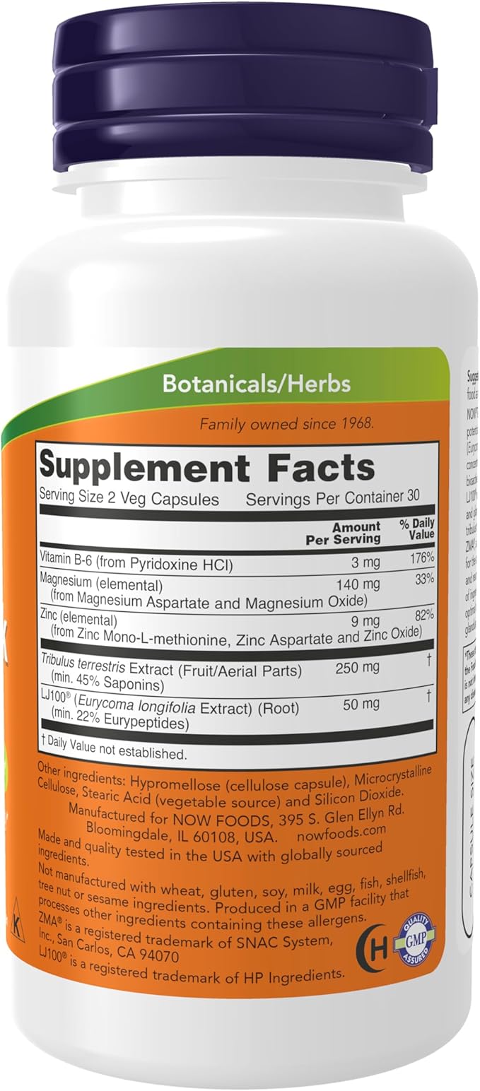 NOW Foods Supplements, TestoJack™ 100 with LJ100®, a potent standardized extract of Tongkat Ali (Eurycoma longifolia), Tribulus and ZMA®, 60 Veg Capsules