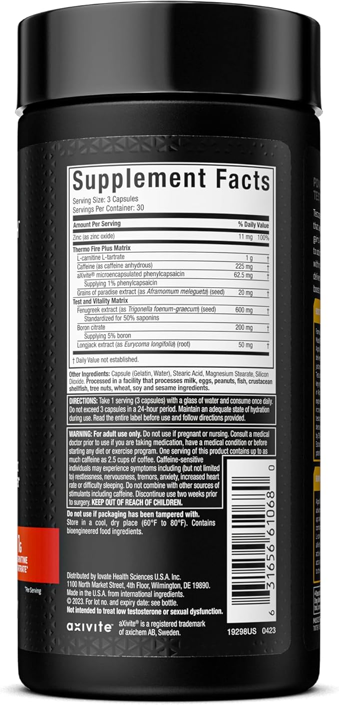 MuscleTech AlphaTest Thermo Thermogenic Testosterone Booster| Muscle Strength Builder for Men | Workout Supplement | 90 Capsules | 30 Servings