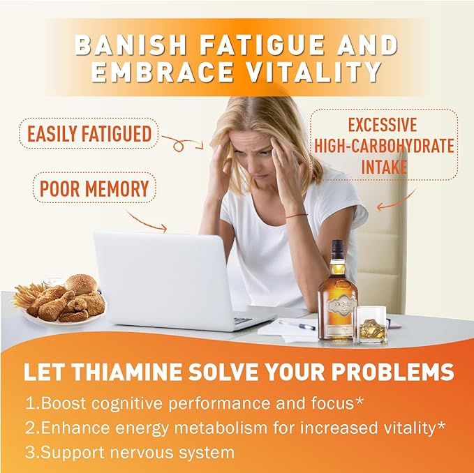 Vitamin B1 Gummies 100mg for Adults & Kids, Thiamine B1 Supplement with 600mg Calcium, Nervous System Supports & Boost Energy, Orange Flavor, Non GMO, Vegan, 60 Chewable Gummies
