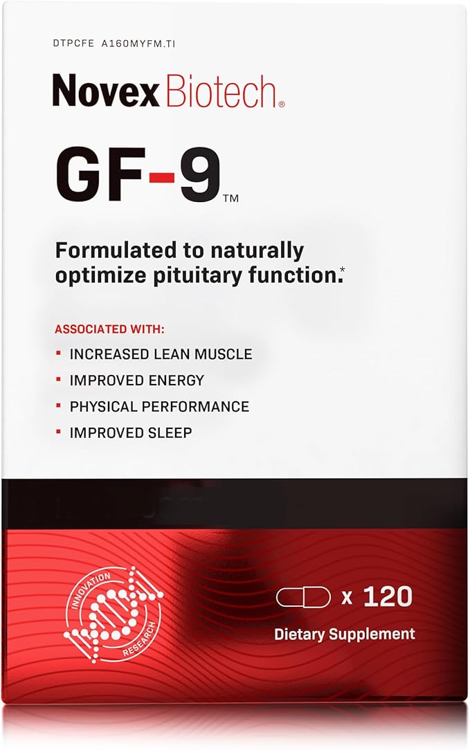 Novex Biotech GF-9 – HGH Boosting Supplement for Men – Workout Complex for Men – Support Energy, Endurance, Sleep, 120 Ct (30-Day Supply)