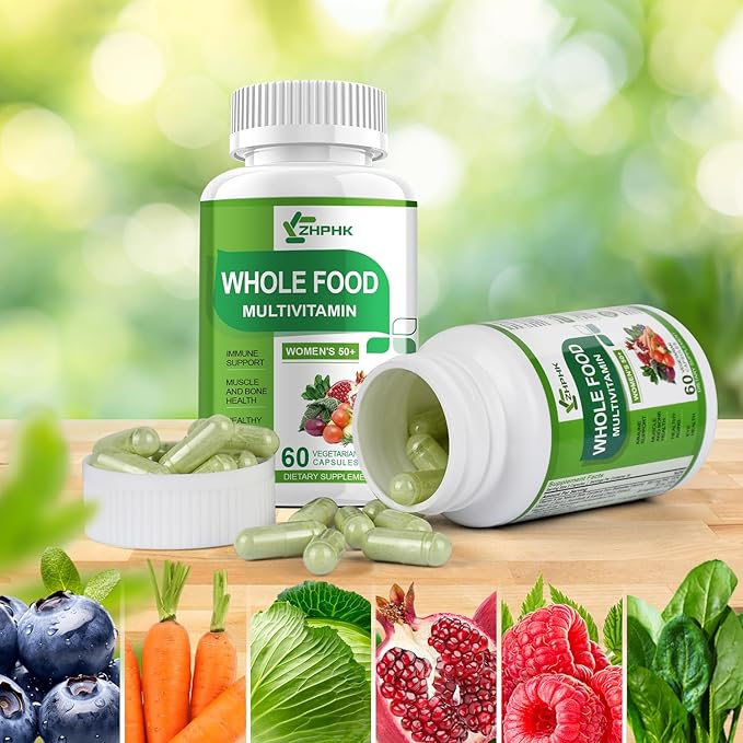 Women Multivitamin 50 Plus, Whole Food Supplement Womens Vitamins Multivitamins Over 50, Organic Extracts for Energy Support, Hair, Skin, Nails Health 120 Capsules