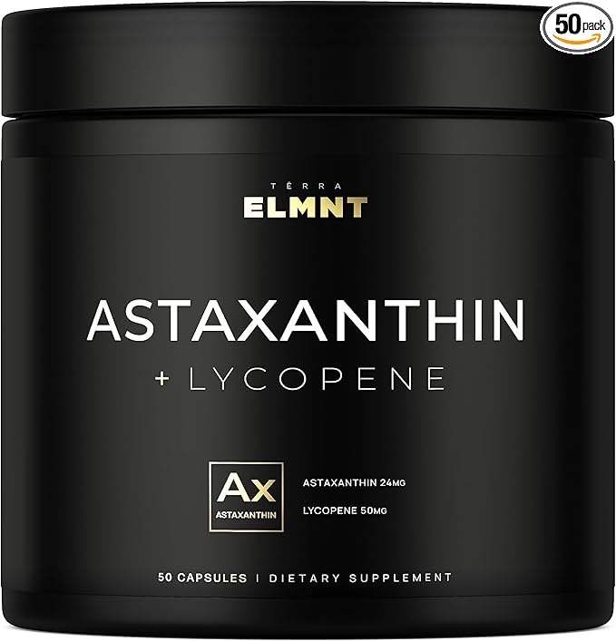 Astaxanthin 24mg + Lycopene 50mg Clinical Strength Carotenoids Skin Supplement w. 100% Natural Astaxanthin from MicroAlgae - Best Astaxanthin Supplements for Skin Health & Pigmentation - Astaxantina