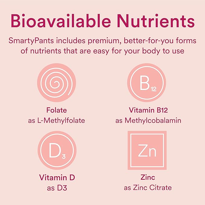SmartyPants Organic Women's Multivitamin Gummies: Biotin, Probiotics, Methylfolate, Omega 3 (ALA), Vitamin D3, C, Vitamin B12, B6, Vitamin A, K & Zinc, Gluten Free, 120 Count (30 Day Supply)