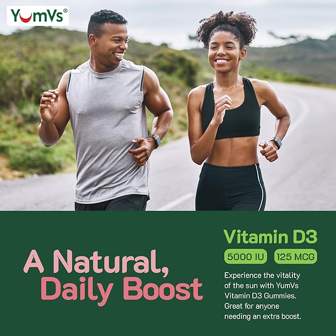 YumVs High Potency Vitamin D3 Gummies 5000 IU 125 mcg - Berry Flavor - Vegetarian Kosher Halal Gluten Free - Vitamin D Gummies for Adults - Vit D Vitamin D 5000 IU Gummy for Men and Women (120 Count)