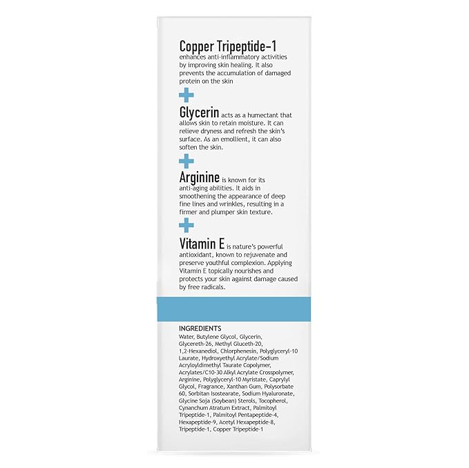 CLARA'S NEW YORK Repairing 6 X Peptide Facial Serum with GHK-Cu Copper Peptide, Tri Peptide, Vitamin E for Ultimate Skin Repair, Firming, No Sagging Skin, Multi Peptide Complex, 30ml - Made In USA
