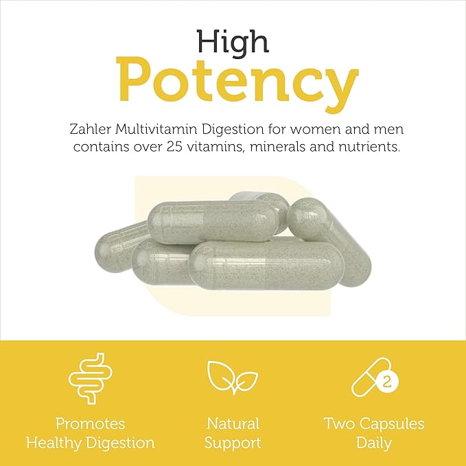 Zahler - Multivitamin with Probiotics for Digestive Health (60 Capsules) Kosher Multi Vitamins for Gut Health, Healthy Regularity Support for Men and Women - Probiotic Digestion Pills for Adults