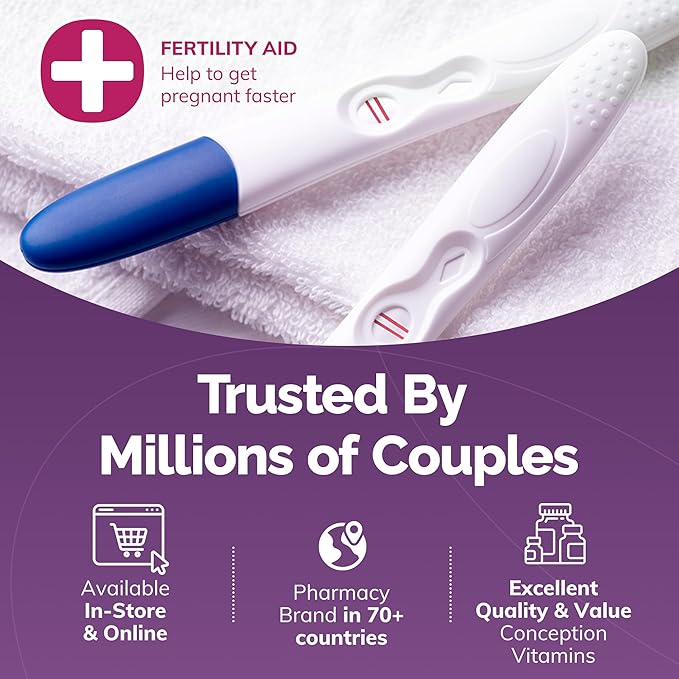 CONCEIVE PLUS Women's Fertility Support | Conception Vitamin Complex, Folic Acid, Zinc and Biotin | 30-Day Supply Fertility Supplement for Use When Trying to Get Prgenant | 60 Soft Capsules