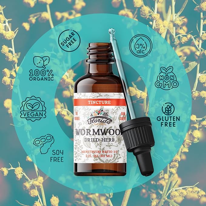 Wormwood Organic Tincture - Natural Intestinal Cleanse and Digestive Cleanse Supplement - Wormwood Herb Extract for Detox - Made in USA - 2 Fl Oz (Wormwood - 2 Fl Oz)