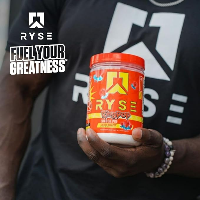 Ryse Loaded Pre Workout Powder Supplement for Men & Women | Pumps, Energy, Focus | Beta Alanine + Citrulline | 390mg Caffeine | 30 Servings (Cherry Ring Pop)
