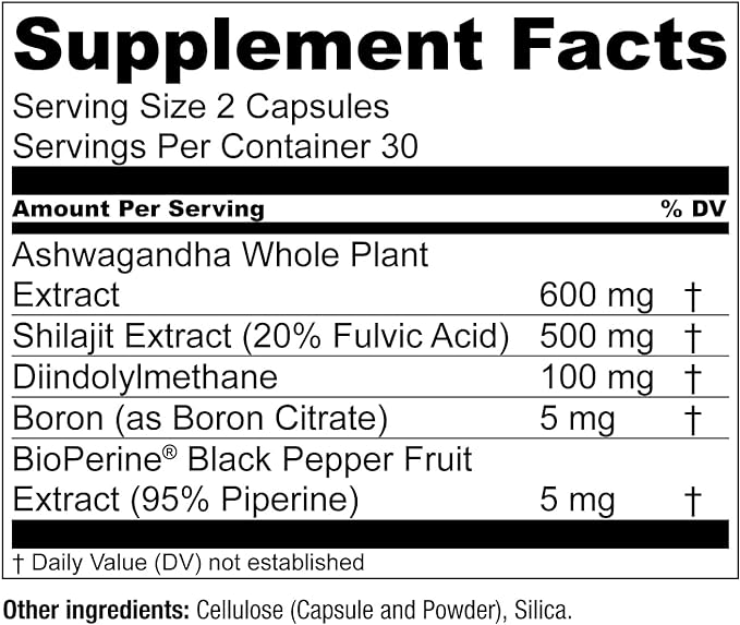 Essential Elements Male Health Supplement - Muscle Support & T-Health with DIM, Ashwagandha, Shilajit, More | T-Hero 60 Vegan Capsules (3-Pack)
