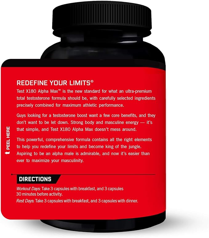FORCE FACTOR Test X180 Alpha Max Total Testosterone and Nitric Oxide Booster for Men with Fenugreek Seed and Tribulus to Increase Blood Flow and Improve Male Athletic Performance, 180 Capsules