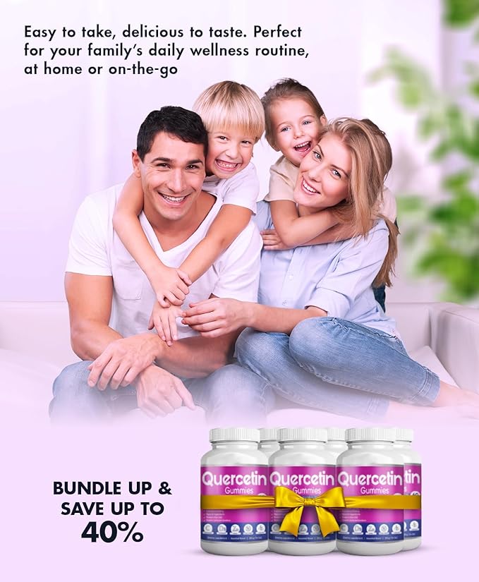 BIO VITALICA (3 Pack) Quercetin Gummies by BioVitalica - Quercetin with Bromelain Vitamin C and Zinc & Elderberry + Vitamin D3-5 in 1 Immune Support - Zinc Quercetin 750 mg for Kids and Adults