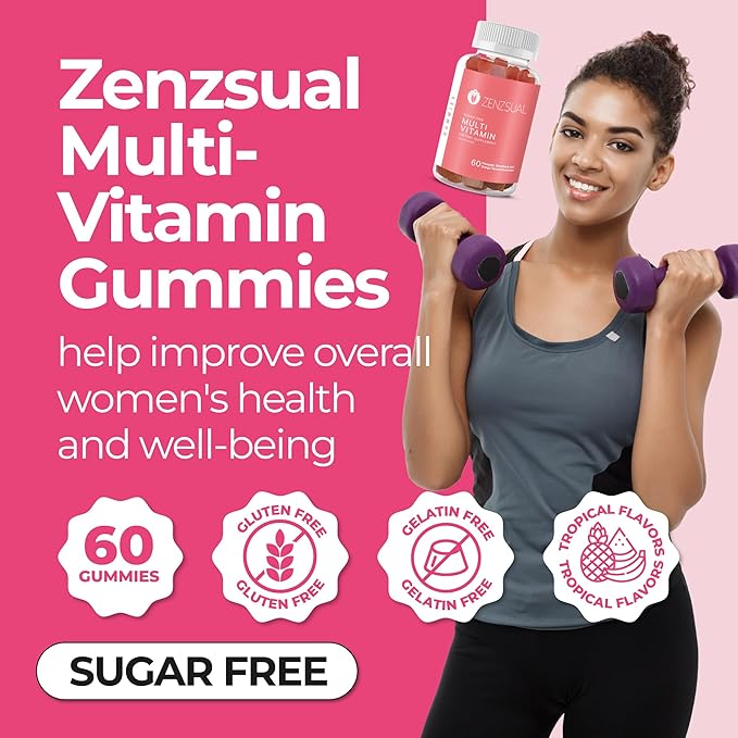 ZENZSUAL Multivitamin Gummies – Adult Dietary Supplement with Vitamin C, Biotin, Zinc - Tasty, Sugar-Free, Gelatin-Free Immune Support Gummies for Daily Wellness (60 Flavored Gummies)