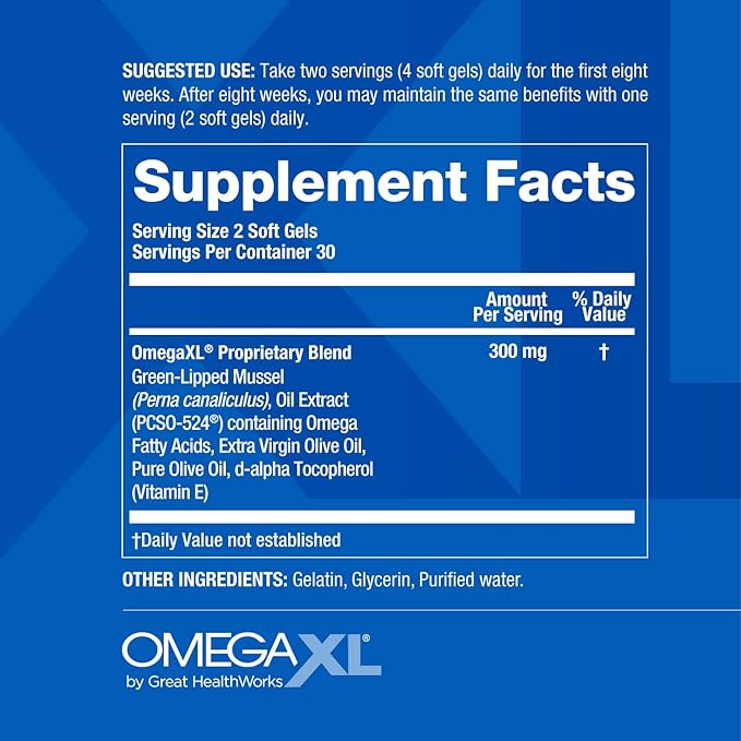 OmegaXL Joint Support Supplement - 60 Softgels & VitaminXL D3 High Potency Daily Vitamin D 5000 IU 125mcg Immune Support Supplement (30 Softgels) - 2 Pack