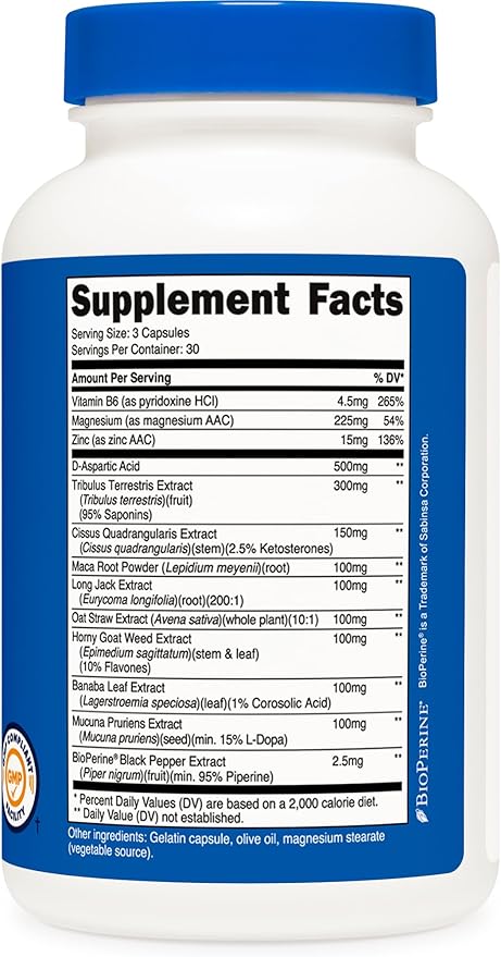 Nutricost Testosterone Support Complex (90 Capsules) -1800mg Per Serving