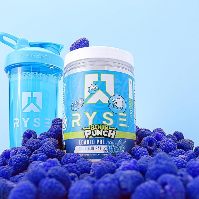 Ryse Loaded Pre Workout Powder Supplement for Men & Women | Pumps, Energy, Focus | Beta Alanine + Citrulline | 390mg Caffeine | 30 Servings (Sour Punch Blue Raz)