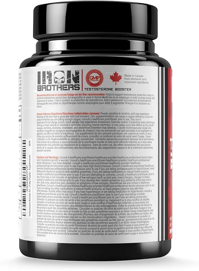 Iron Brothers Supplements Testosterone Booster for Men, 90 Capsules | Testosterone Supplements for Men to Enhance Muscle Growth | Estrogen Blocker | Promotes Fat Loss & Increase Performance - 30 Days